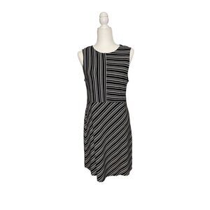 Paris Sunday Black and White Striped For and Flare Dress